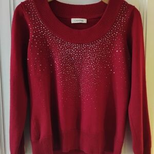 Calvin Klein rhinestone red sweater size Small